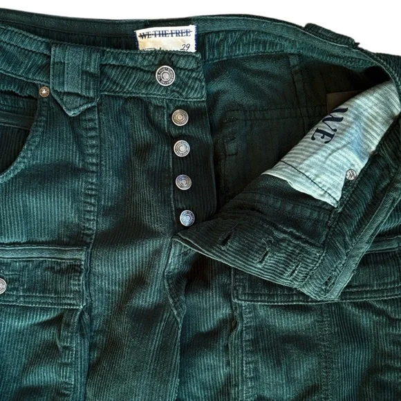 EUC Free People London Calling Moto Corduroy Pants Pine Green Size 29 - Picture 6 of 10
